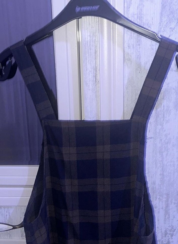 Kızlar İçin Kareli Askılı Tulum - Görsel 3