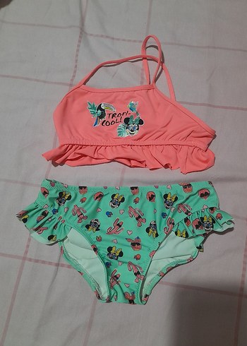 Renkli Baskılı Kız Çocuk Bikini Takımı - Görsel 5