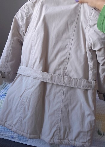 Bej Düğmeli Kemerli Kız Çocuk Kaban - Görsel 5