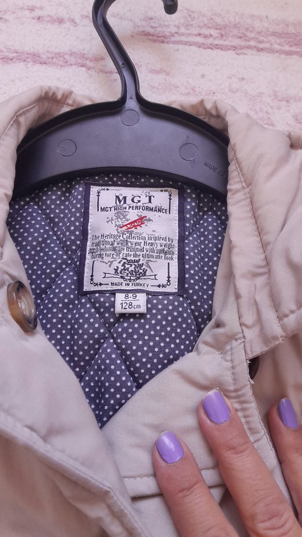 Bej Düğmeli Kemerli Kız Çocuk Kaban - Görsel 4