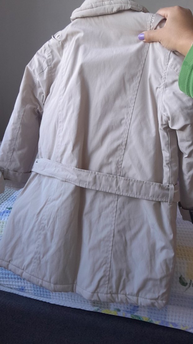 Bej Düğmeli Kemerli Kız Çocuk Kaban - Görsel 5