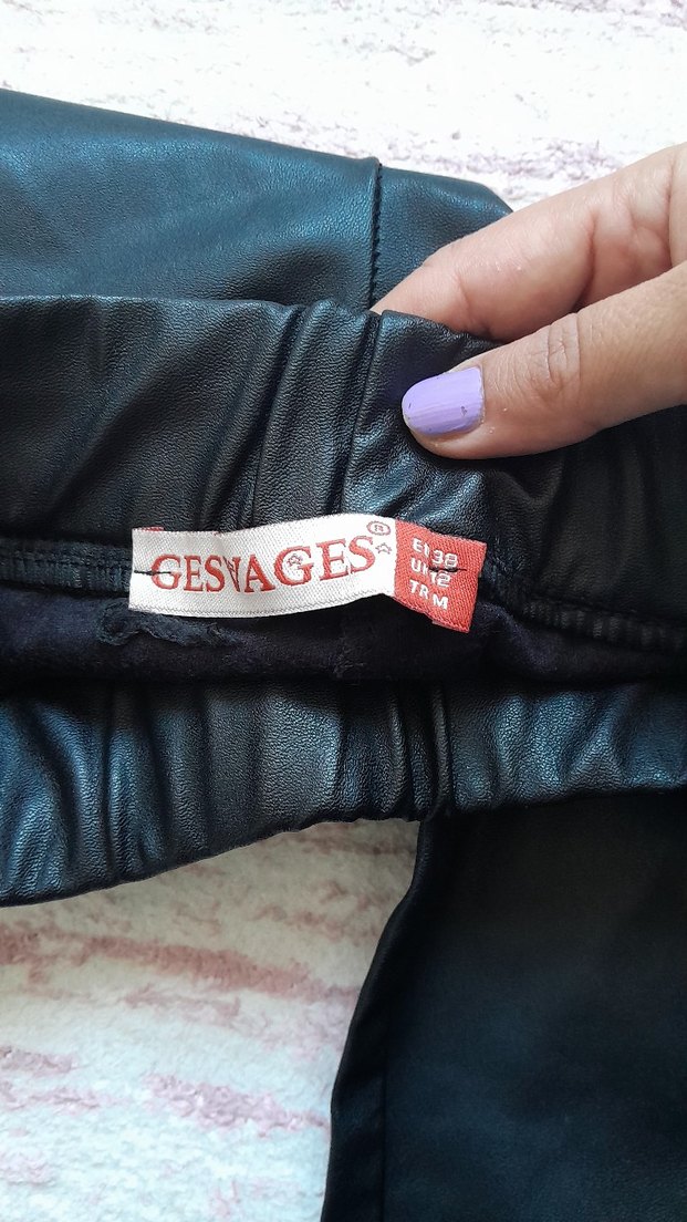 Deri Siyah Kadın Tayt Pilili Street Style - Görsel 3