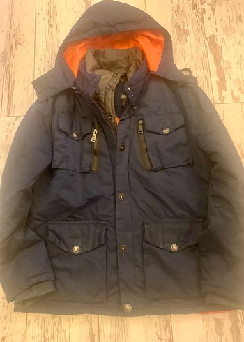 Düğmeli Lacivert Erkek Kaban Kapüşonlu - Görsel 2