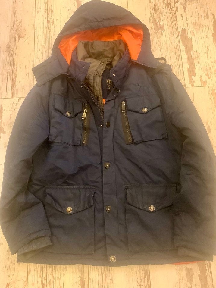 Düğmeli Lacivert Erkek Kaban Kapüşonlu - Görsel 2