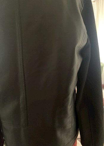Kadın Siyah Deri Biker Ceket - Görsel 3