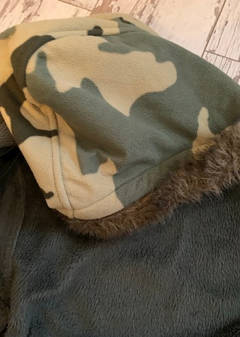 Kürk Detaylı Kamuflaj Kadın Kapüşonlu Mont - Görsel 5