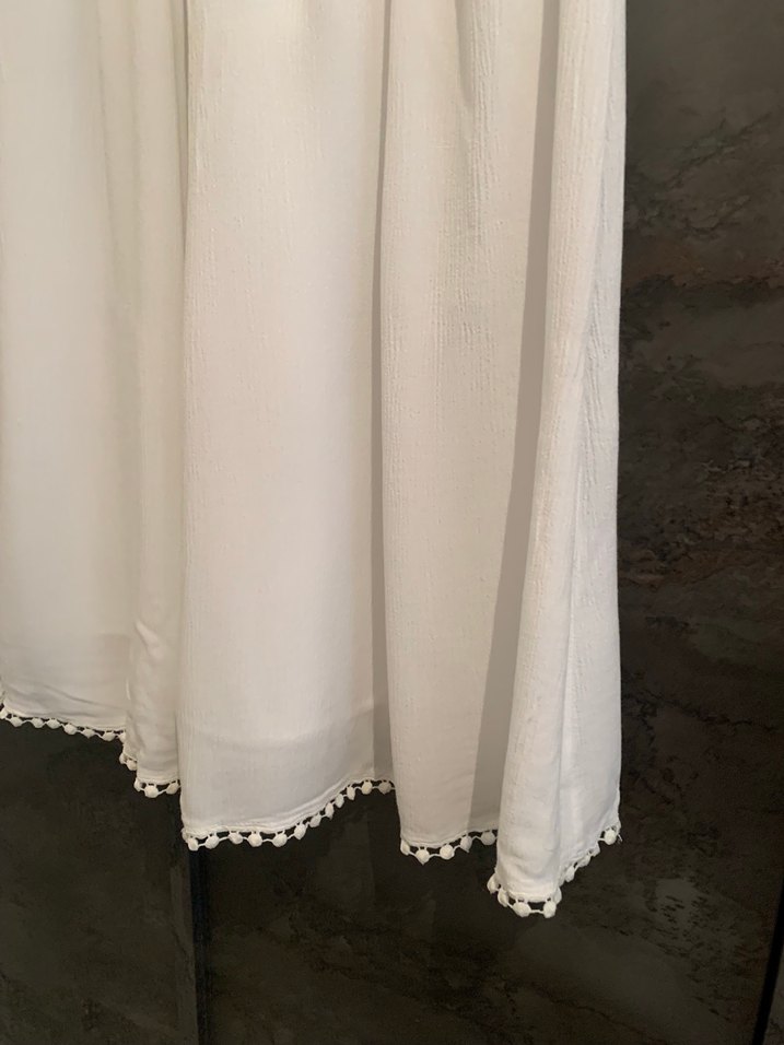 Uzun Beyaz Pamuklu Bohem Dantel Detaylı Elbise - Görsel 5