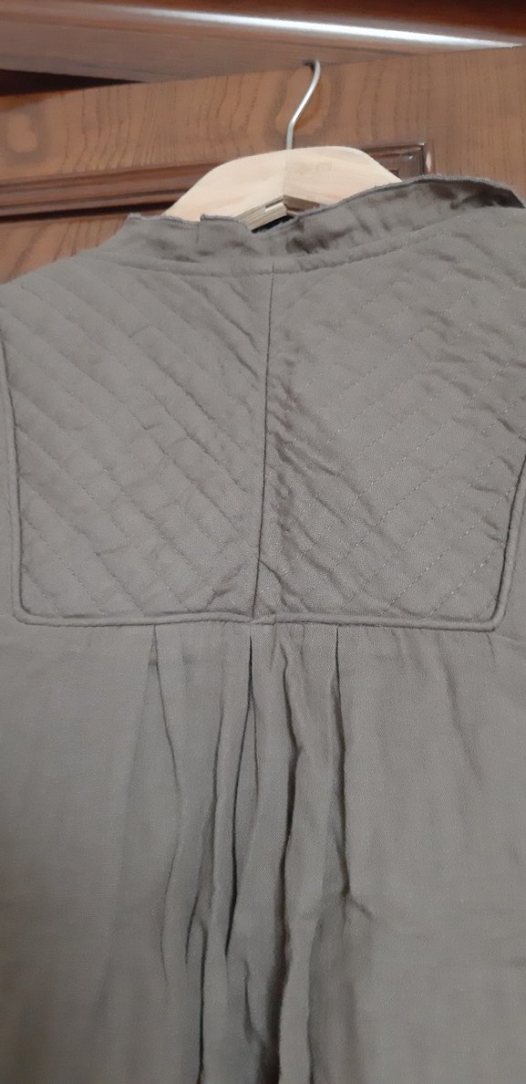 Düğmeli Gri Keten Hamile Yeleği - Görsel 3