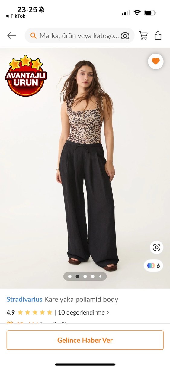 Stradivarius Leopar Desenli Kare Yaka Body - Görsel 2