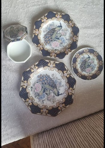  Beden antika vintage japon damgalı tabak kutu set mavi