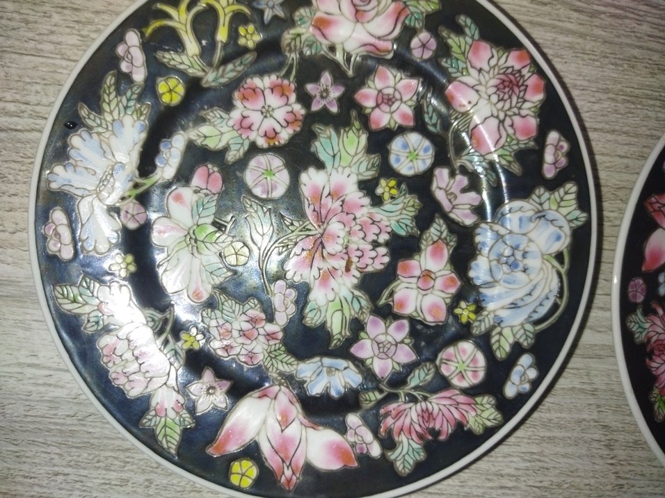 antika vintage Çin elboyama tabak - Görsel 4