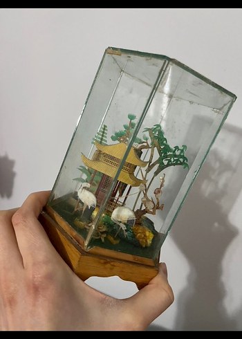 antika vintage Çin Japon mantar sanatı biblo - Görsel 2