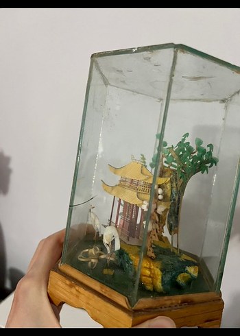 antika vintage Çin Japon mantar sanatı biblo - Görsel 3