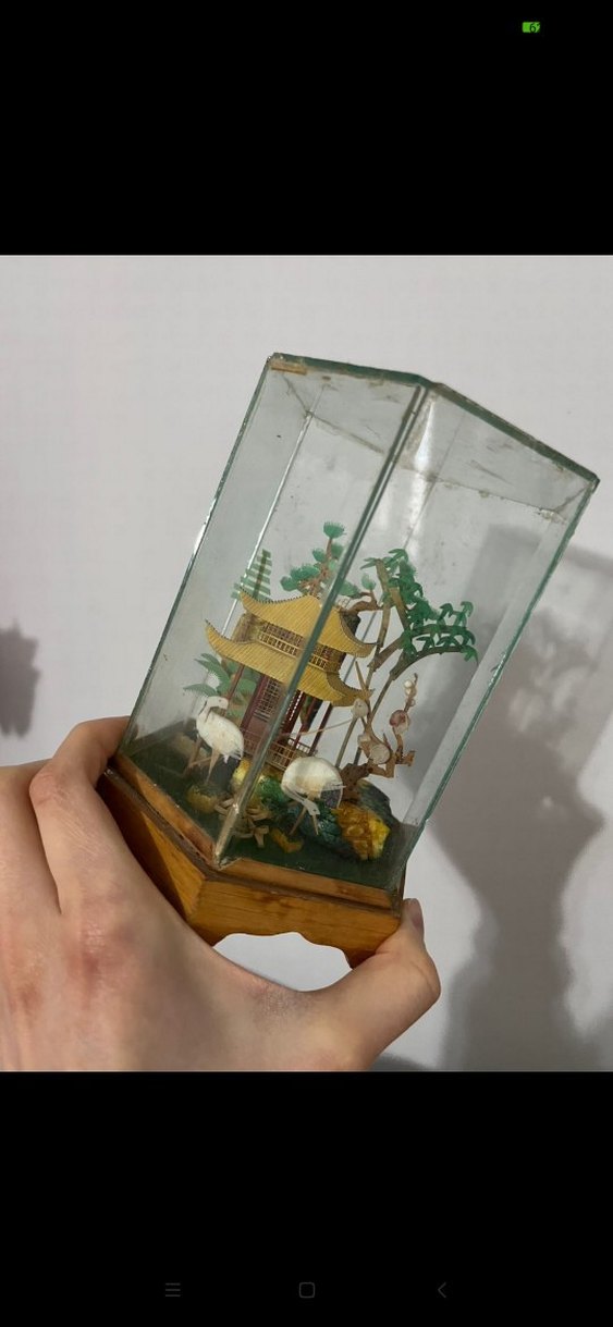 antika vintage Çin Japon mantar sanatı biblo - Görsel 2