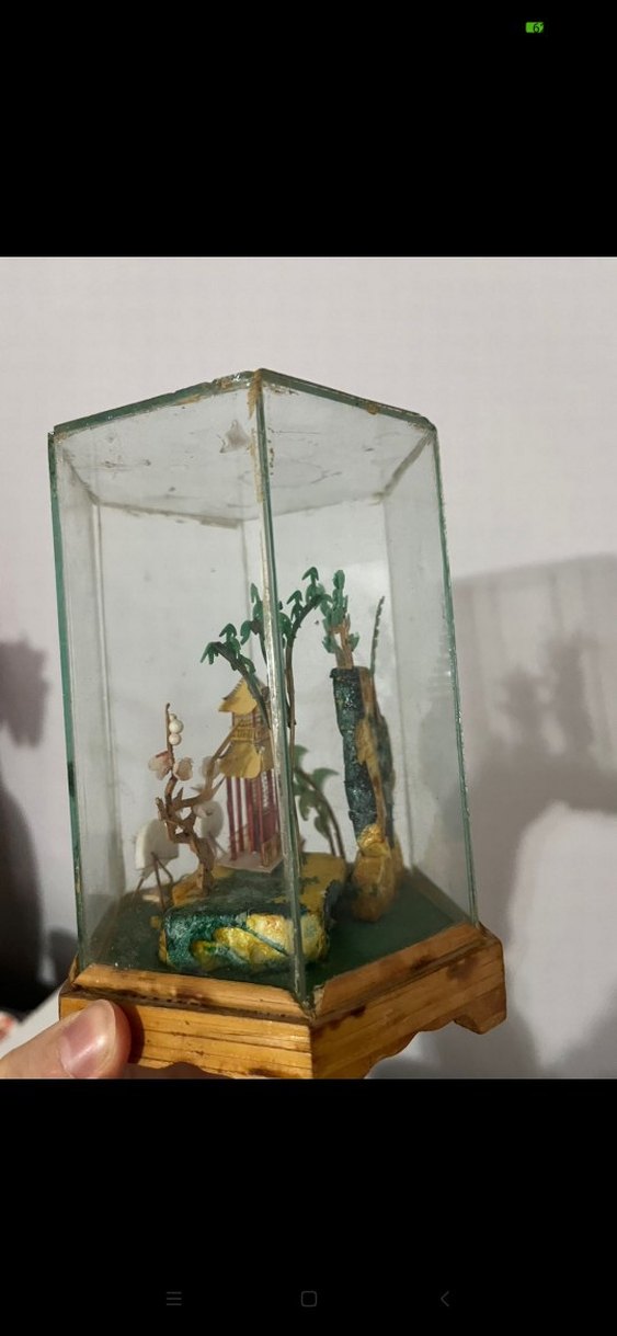 antika vintage Çin Japon mantar sanatı biblo - Görsel 5