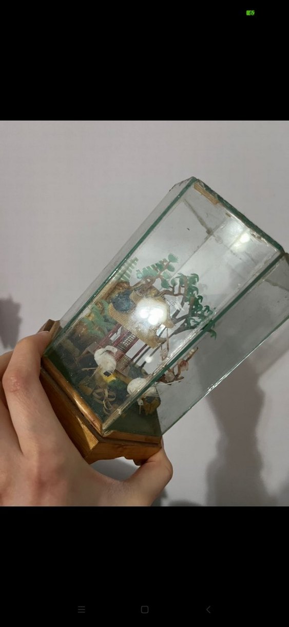 antika vintage Çin Japon mantar sanatı biblo - Görsel 4