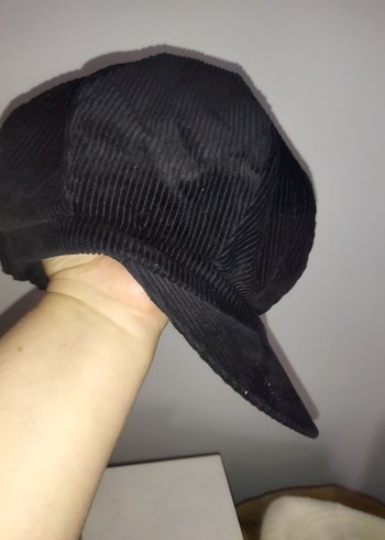 vintage fitilli kadife kasket şapka - Görsel 6