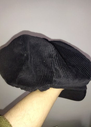 vintage fitilli kadife kasket şapka - Görsel 3