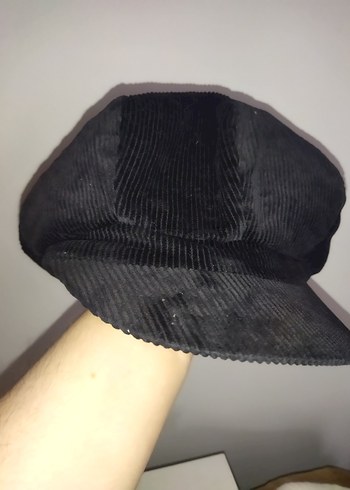 vintage fitilli kadife kasket şapka - Görsel 2