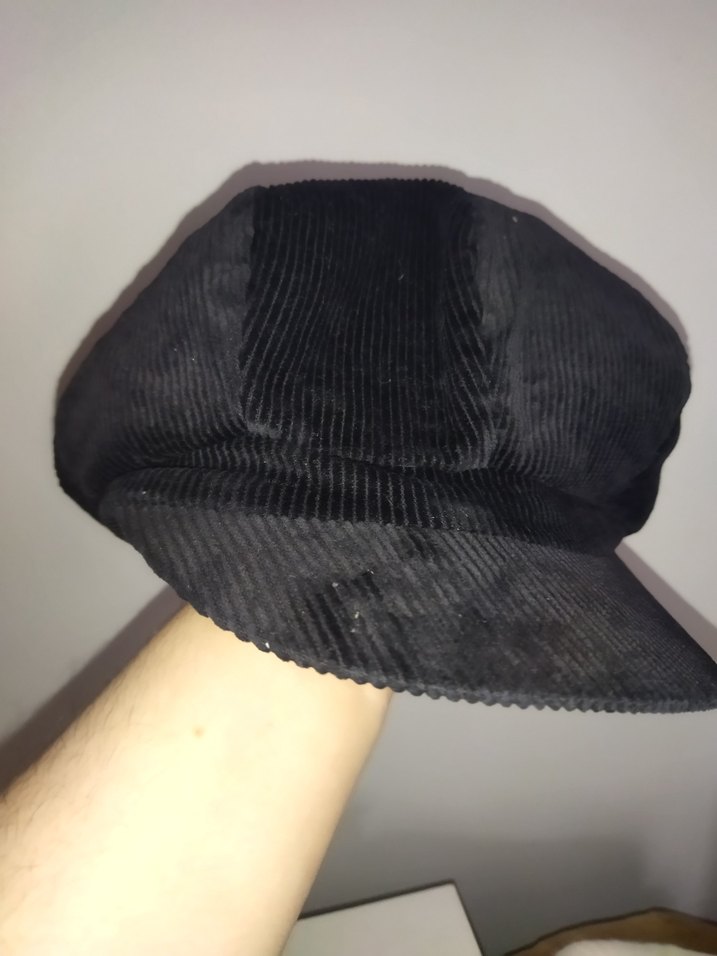 vintage fitilli kadife kasket şapka - Görsel 2