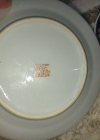 antika vintage Çin elboyama 3 adet Tabak Seti - Görsel 5