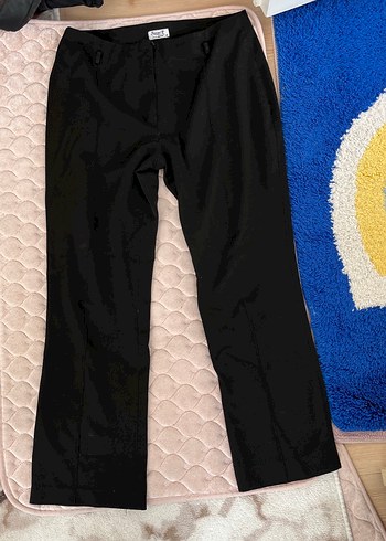 46 Beden siyah Renk Kadın Siyah Piliseli Regular Fit Pantolon