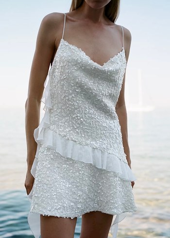 Zara Kısa Pullu Fırfırlı Elbise - Görsel 2