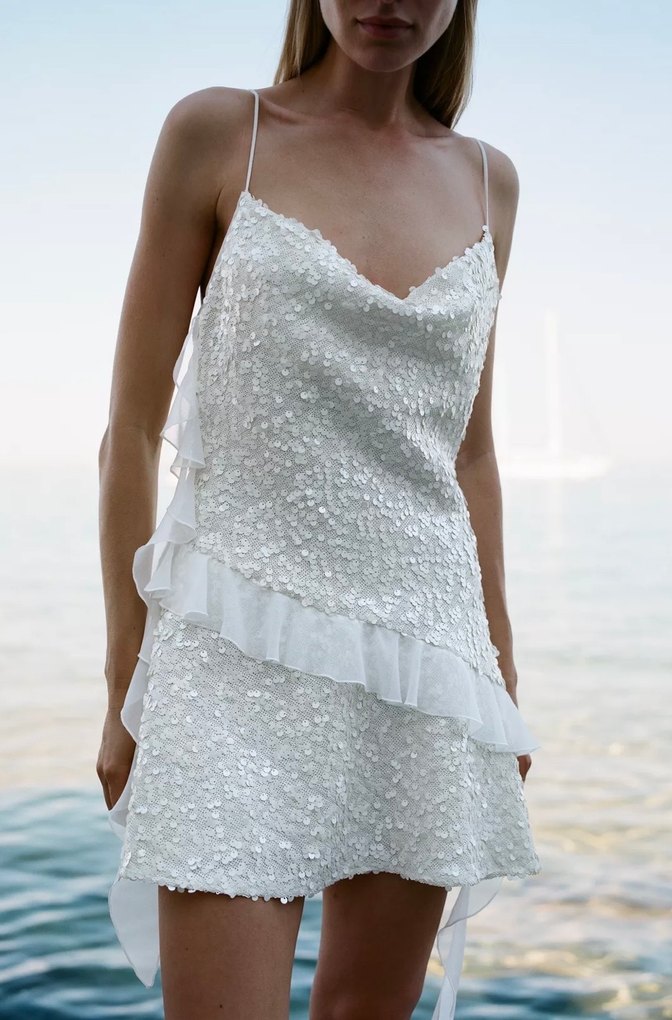 Zara Kısa Pullu Fırfırlı Elbise - Görsel 2