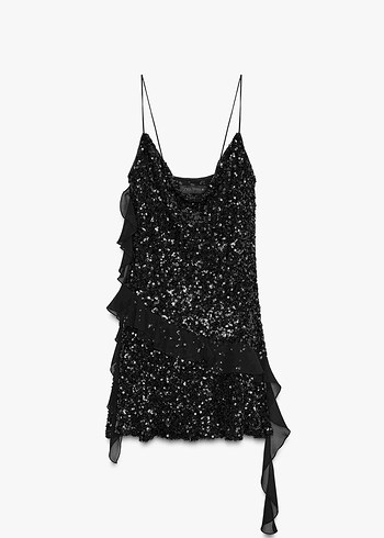 Zara Pullu Fırfırlı Elbise - Görsel 4