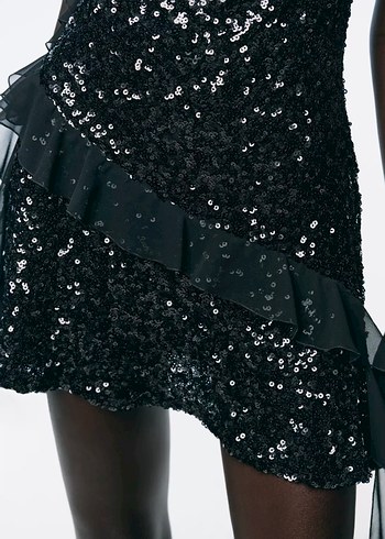 Zara Pullu Fırfırlı Elbise - Görsel 2