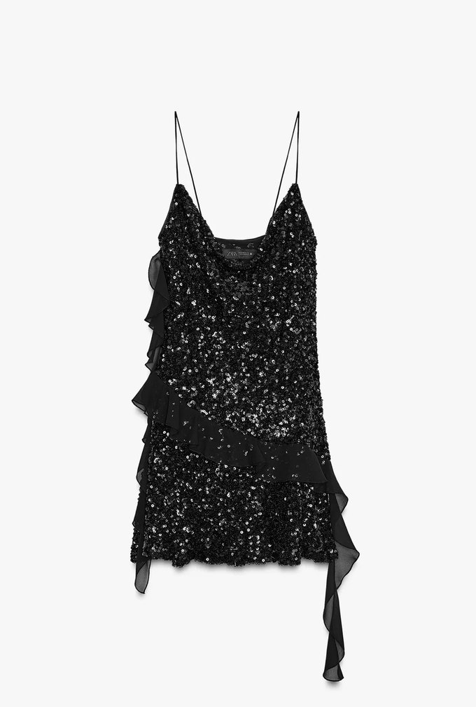 Zara Pullu Fırfırlı Elbise - Görsel 4