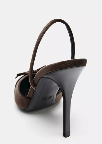 Zara Kahverengi Süet Stiletto Topuklu Kadın Ayakkabı - Görsel 3