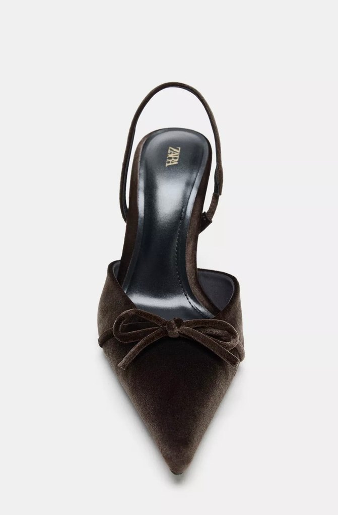 Zara Kahverengi Süet Stiletto Topuklu Kadın Ayakkabı - Görsel 2