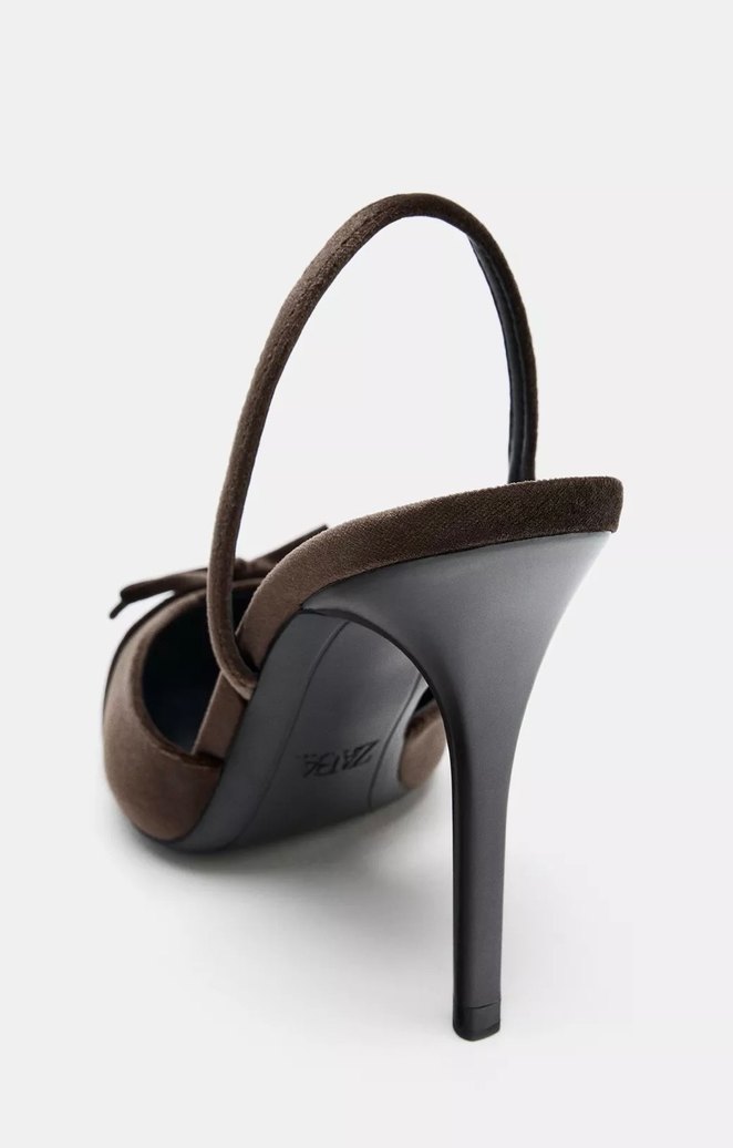 Zara Kahverengi Süet Stiletto Topuklu Kadın Ayakkabı - Görsel 3