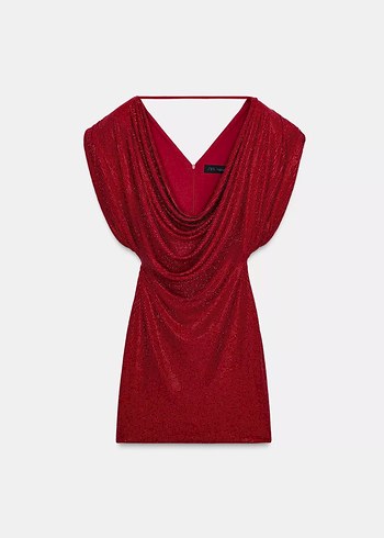 Zara Vatkalı Kısa Taşlı Elbise - Görsel 3