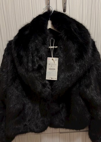 Siyah Kürklü Crop Ceket - Görsel 6