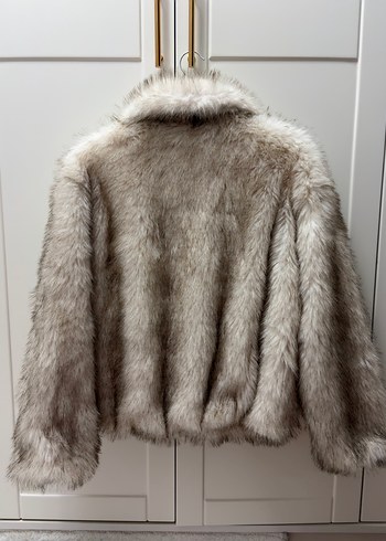 Pull and Bear Bej Midi Kadın Kürk Detaylı Mont - Görsel 6