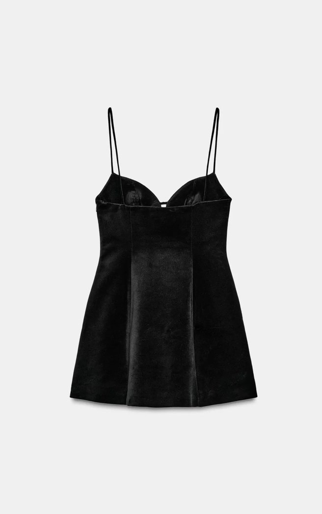 Zara Kadife Mini Elbise - Görsel 4