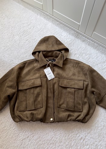 Kadın Haki Süet Bomber Ceket - Görsel 6