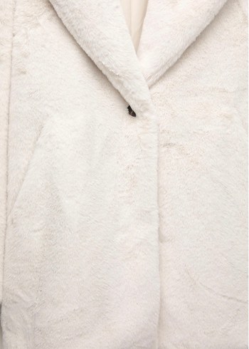 Beyaz Midi Boy Kürk Detaylı Kaban - Görsel 2