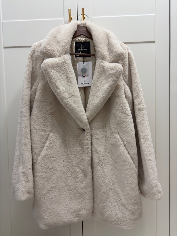 Beyaz Midi Boy Kürk Detaylı Kaban - Görsel 4