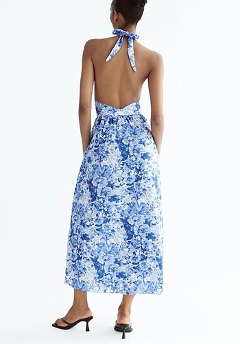 Zara Zara Mavi Midi Elbise