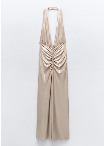 Zara Zara Metalik Midi Elbise