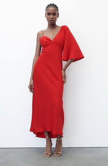 Zara Asimetrik Midi Elbise