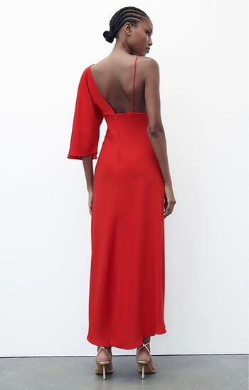 Zara Zara Asimetrik Midi Elbise