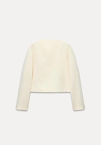 m Beden beyaz Renk Zara Kapak Cepli Crop Blazer Ceket