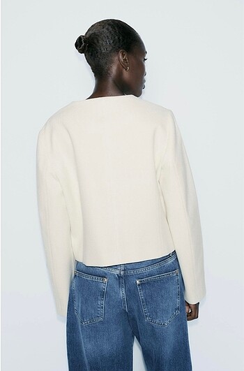 Zara Zara Kapak Cepli Crop Blazer Ceket