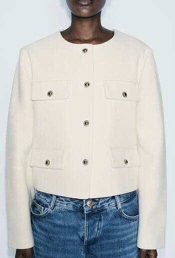 Zara Kapak Cepli Crop Blazer Ceket