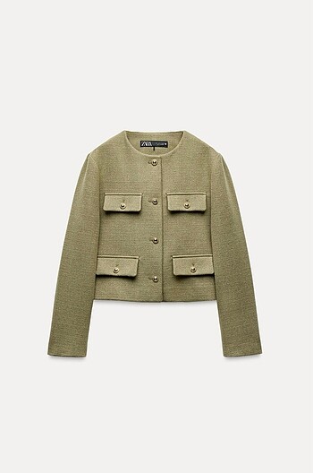 Zara Kapaklı Cepli Crop Blazer