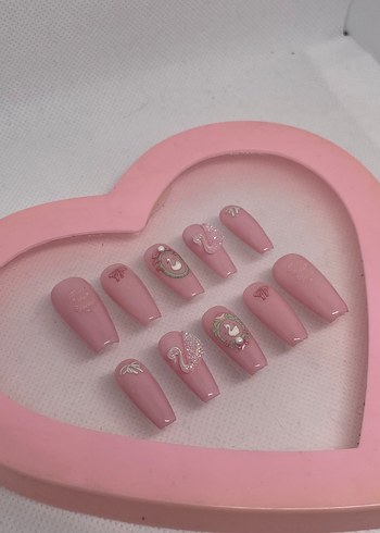 Pastel Pembe Kuğu Takma Tırnak - Görsel 3